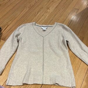 Women's Cream V-Neck Sweater